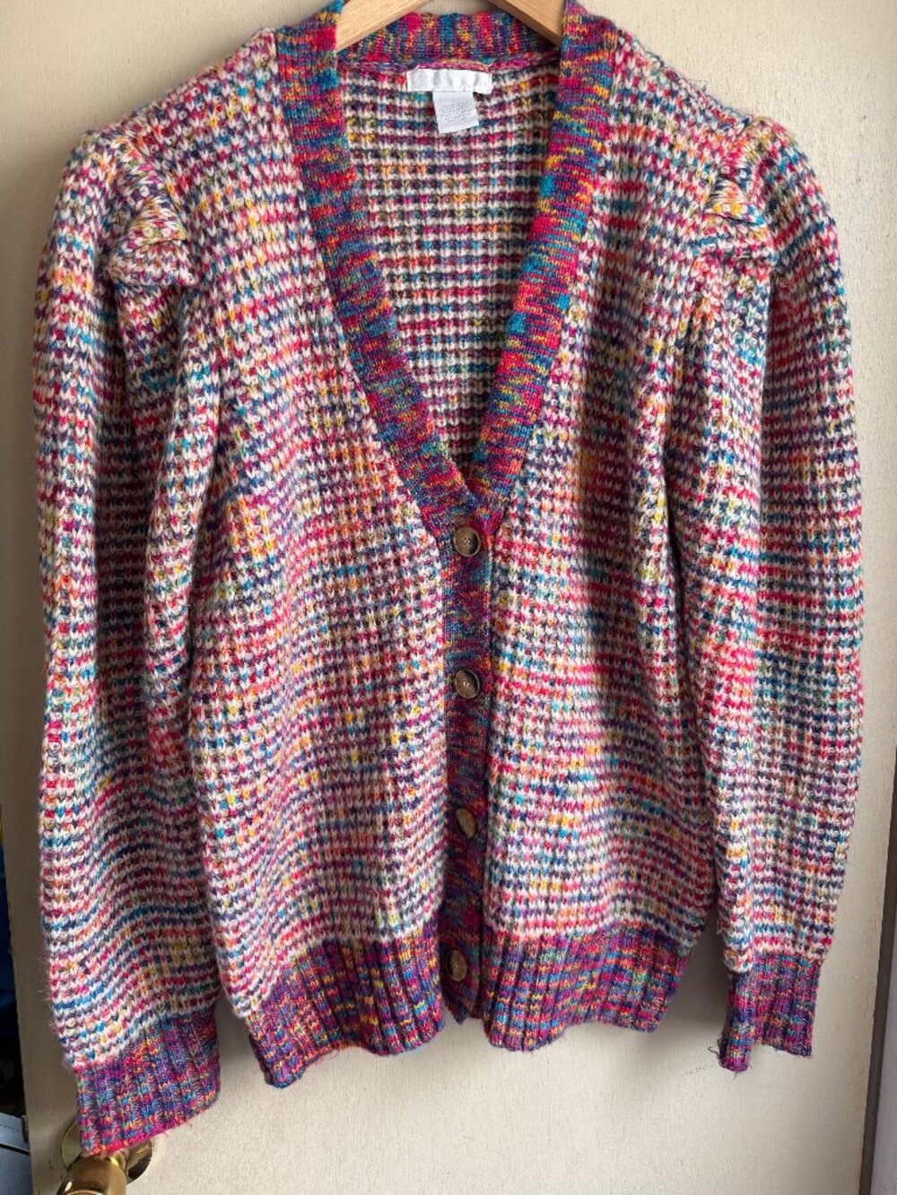 Design History Anthropologie Spacedye Puff-sleeve Cardigan Sweater - Large